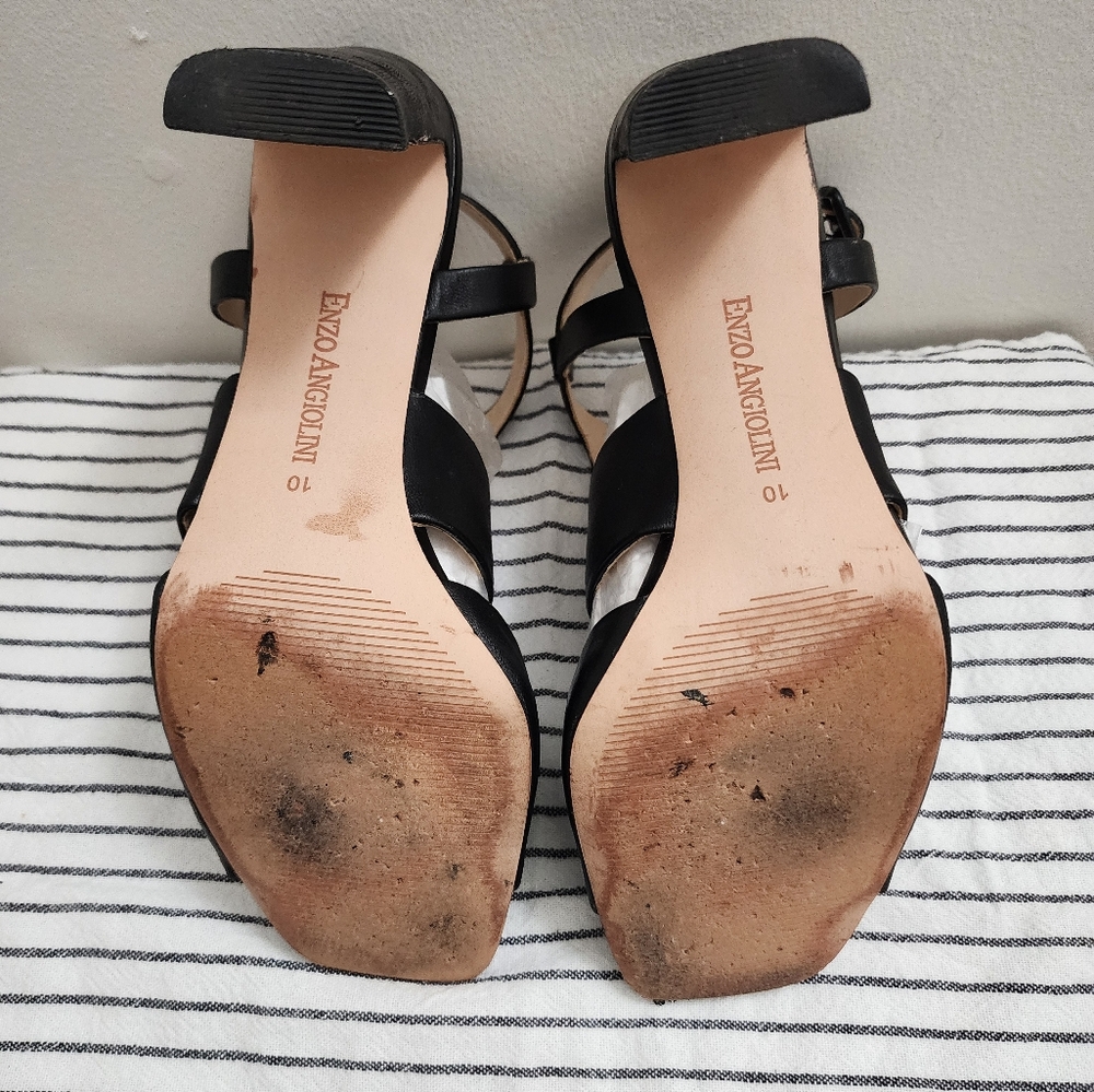 Enzo Angiolini Chic Black Open-Toe Heels - Picture 6 of 11